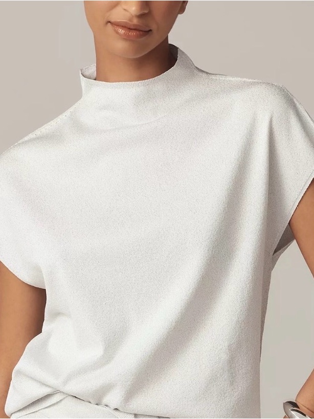 Pilcro Shine Mock Neck Sweater Women’s Silver Shimmer Small